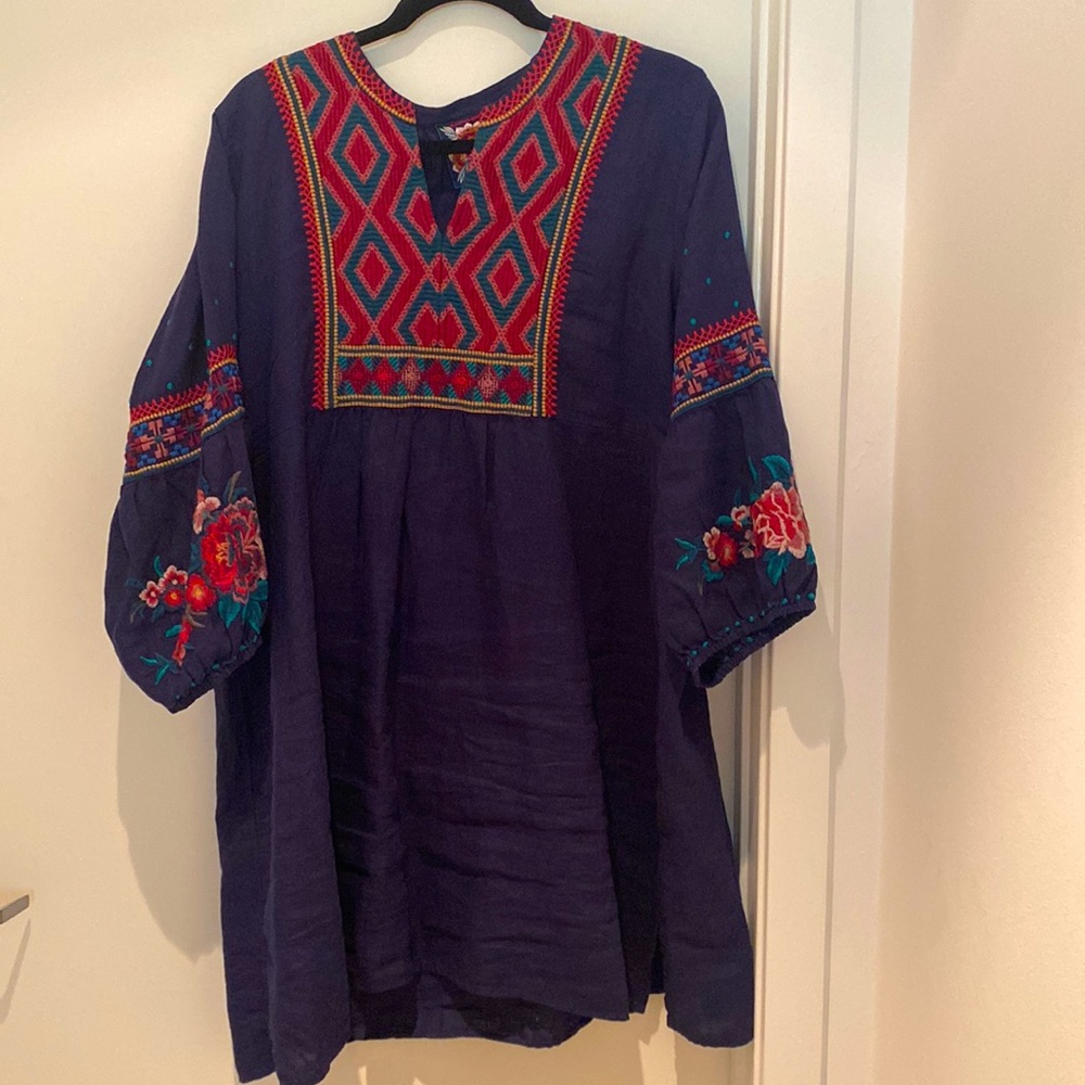 Johnny Was embroidered linen dress